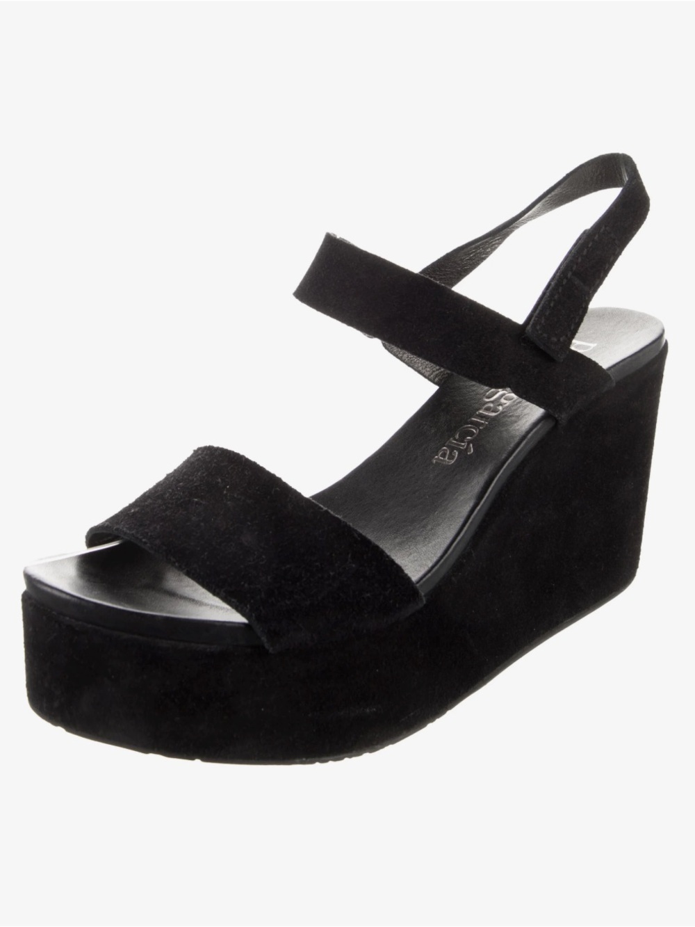 Pedro Garcia Black Suede Platform Wedge Sandals Size 37
